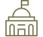 Outline of government building with flag on top